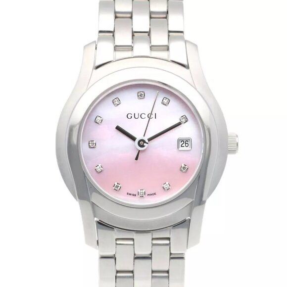 GUCCI Watches 5500L Stainless Steel Pink shell 11P diamond used - Picture 1 of 5